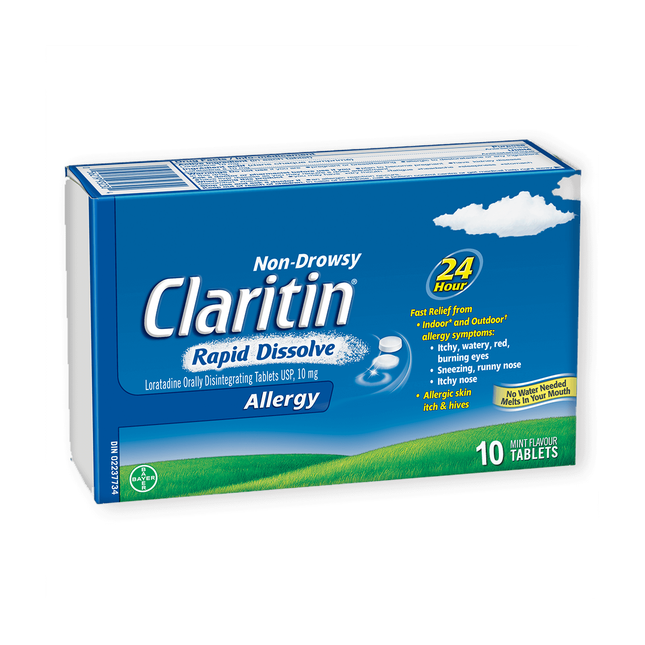 Claritin - Comprimés anti-allergies à dissolution rapide, sans somnolence, saveur de menthe | 10 comprimés