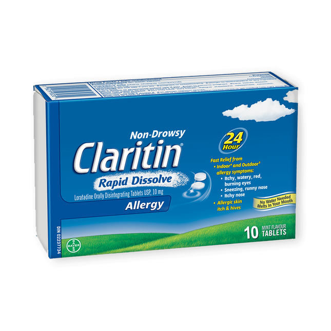 Claritin - Rapid Dissolve Non-Drowsy Allergy Tablets  Mint Flavour | 10 Tablets