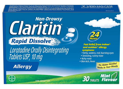 Claritin - Rapid Dissolve Non-Drowsy Allergy Tablets Mint Flavour | 30 Tablets
