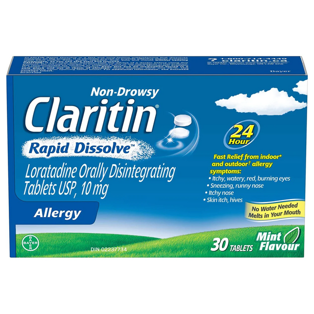Claritin - Rapid Dissolve Non-Drowsy Allergy Tablets Mint Flavour | 30 Tablets