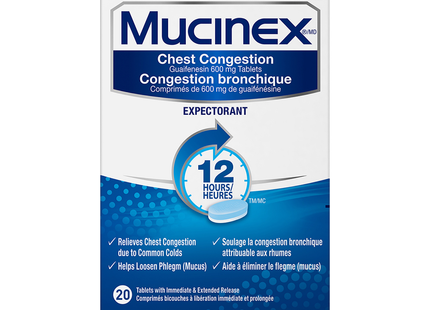 Mucinex - Chest Congestion Expectorant - Extended Release | 20 Tablets