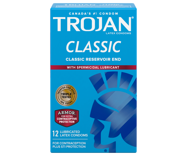 Trojan - Classic Latex Condoms with Armor Spermicidal Lubricant | 12 C   White Cross E-Store
