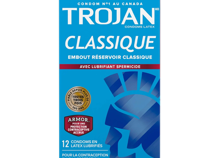 Trojan - Classic Latex Condoms with Armor Spermicidal Lubricant | 12 Condoms