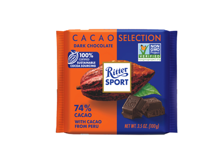 Ritter Sport - Cacao Selection Dark Chocolate with Cocoa Mass from Peru - 74% | 100 g