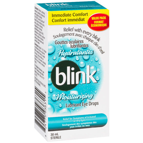 Blink - Moisturizing Lubricant Eye Drops with Sodium Hyaluronate | 30 ml Sterile