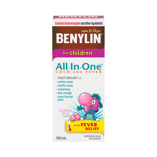 Benylin - Childrens All‑In‑One Cough Syrup, Bubble Gum | 100 mL