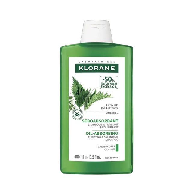 Klorane - Shampoing Absorbant d'Huile à l'Ortie Bio - pour Cheveux Gras | 400 ml
