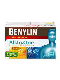 Benylin - Extra Strength All-In-One Cold, Flu & Cough Relief | 20 Day + 20 Night Caplets