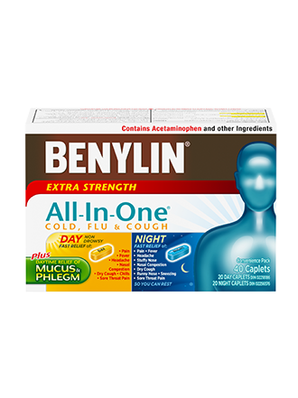 Benylin - Extra Strength All-In-One Cold, Flu & Cough Relief | 20 Day + 20 Night Caplets