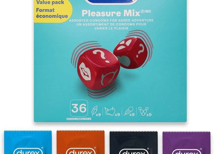 Durex - Pleasure Mix Value Pack of Condoms | 36 Ultra-Fine Lubricated Condoms