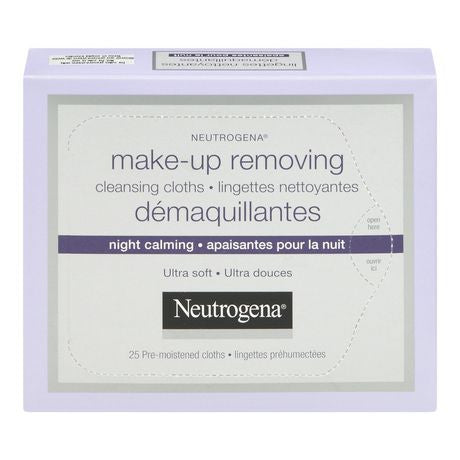 Neutrogena Lingettes Nettoyantes Démaquillantes - Ultra Douces Apaisantes de Nuit | 25 lingettes