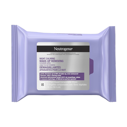 Neutrogena - Lingettes démaquillantes nettoyantes - Apaisement nocturne | 25 lingettes