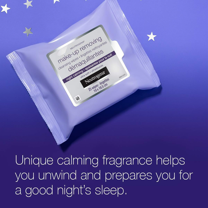 Neutrogena - Lingettes démaquillantes nettoyantes - Apaisement nocturne | 25 lingettes