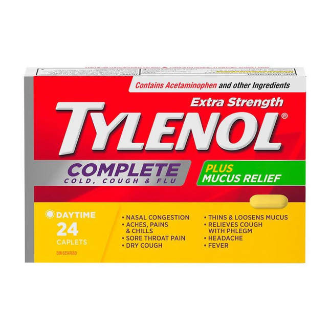 Tylenol - Soulagement complet du rhume, de la toux et de la grippe à action rapide | 24 caplets de jour