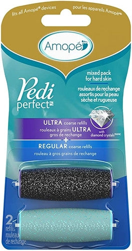 *Amope - pedi Perfect - Ultra Coarse Refill with Diamond Crystals + Regular Coarse Refill - Mixed Pack for Hard Skin | 2 Refills
