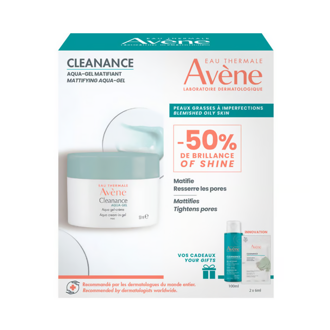 Avène - Cleanance Aqua Gel Routine Matifiante Anti Acné | Coffret 3 Pièces