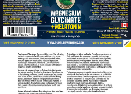 Pure Lab - Magnesium Glycinate + Melatonin | 90 Vegi Caps*