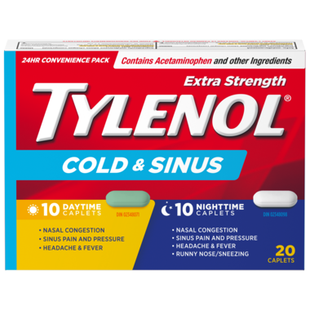 Tylenol Extra Strength Cold & Sinus Caplets | 10 Daytime + 10 Nighttime Caplets