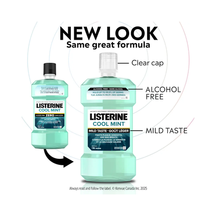 Listerine - Alcohol Free Mild Taste Antiseptic Mouthwash, Cool Mint | 1 L