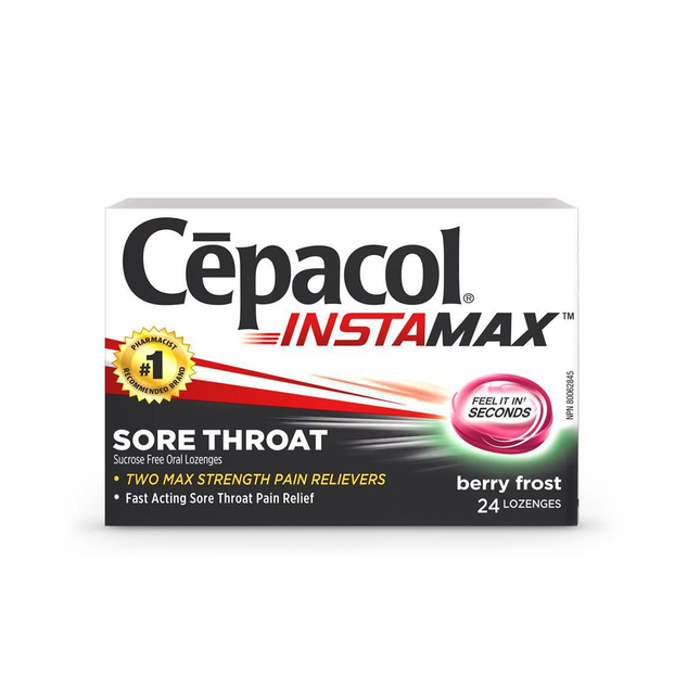 Cepacol - InstaMax Sore Throat Fast Acting Sore Throat Pain Relief - Berry Frost | 24 Lozenges