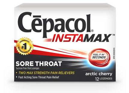 Cepacol - Pastilles InstaMax contre les maux de gorge - Cerise arctique | 12 pastilles