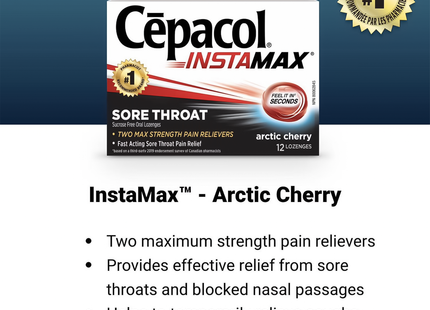 Cepacol - InstaMax Sore Throat Lozenges - Arctic Cherry | 12 Lozenges