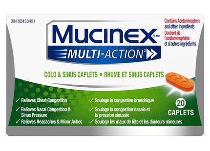 Mucinex Multi-Action Cold & Sinus Caplets | 20 Caps