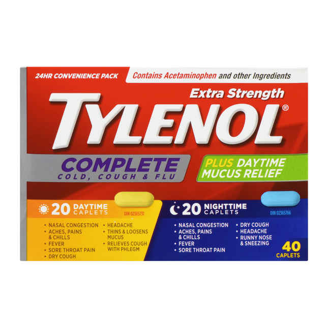 Tylenol - Complete Cold, Cough & Flu, Daytime Nighttime | 40 Caplets