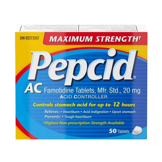 Pepcid AC - Comprimés de famotidine contrôleur d'acide - Force maximale | 20 mg X 50 comprimés