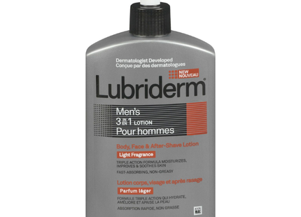 Lubriderm - Men's 3 in 1 Body, Face & After-Shave Lotion - Light Fragrance
