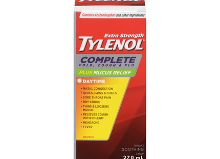 Tylenol - Sirop de jour extra-fort pour le rhume, la toux et la grippe avec soulagement du mucus | 270 ml