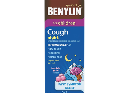 Benylin - For Children Cough Syrup Night, Bubble Gum | 100 mL