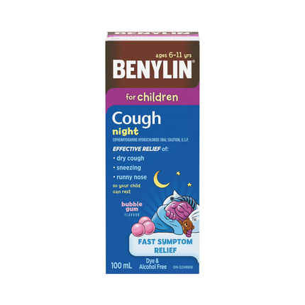 Benylin – Children’s Night Syrup, Bubble Gum Flavor | 100 mL