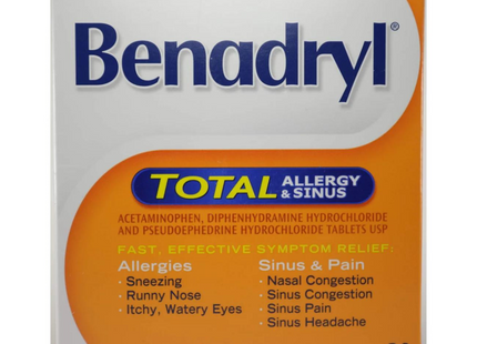 Benadryl - Extra Strength Total Allergy & Sinus Relief Caplets | 30 Caplets