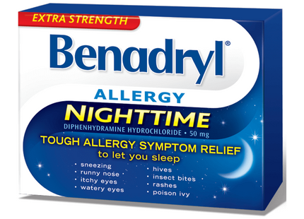 Benadryl - Extra Strength Nighttime Tough Allergy Symptom Relief | 24 Caplets