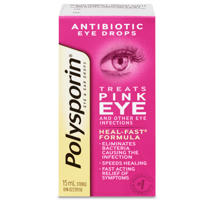 Polysporin - Gouttes antibiotiques pour les yeux roses | 15 ml