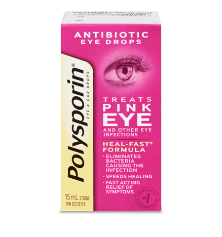 Polysporin - Gouttes antibiotiques pour les yeux roses | 15 ml