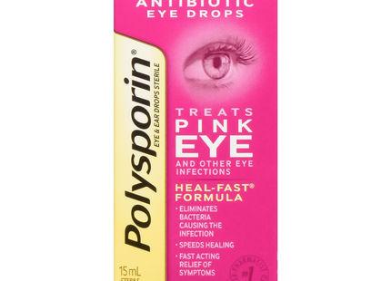 Polysporin - Antibiotic Eye Drops for Pink Eye | 15 mL