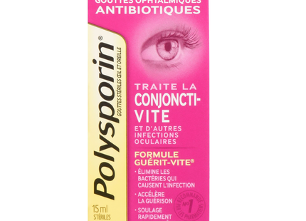 Polysporin - Antibiotic Eye Drops for Pink Eye | 15 mL