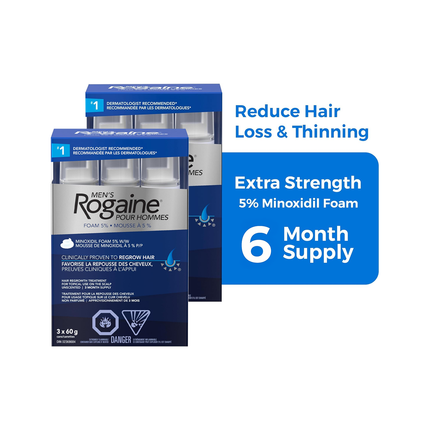 Rogaine pour hommes - Traitement en mousse pour la repousse des cheveux | 6 x 60 g