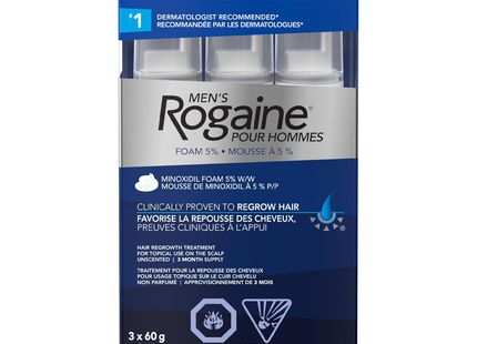 Rogaine pour hommes - Traitement moussant pour la repousse des cheveux | Lot de 3