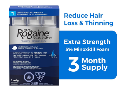 Rogaine pour hommes - Traitement moussant pour la repousse des cheveux | Lot de 3