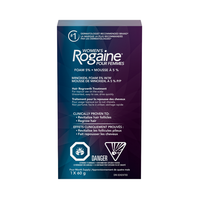 Rogaine - Traitement de repousse des cheveux pour femmes - Mousse de minoxidil à 5 % | Approvisionnement pour 2 mois - 60 g