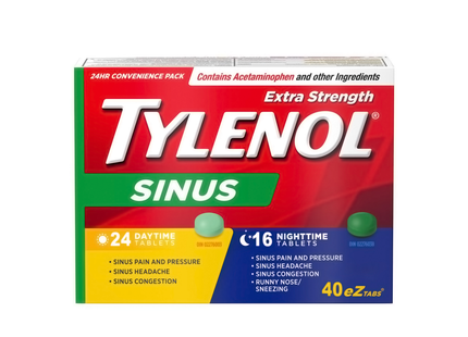 Tylenol - Comprimés extra-forts pour les sinus | 24 comprimés jour + 16 comprimés nuit