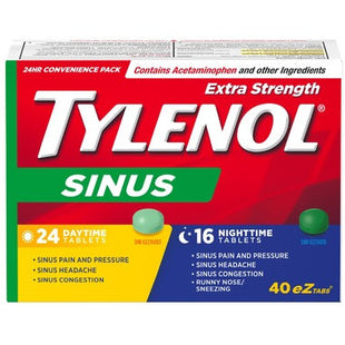 Comprimés Tylenol Extra Forts pour Sinus | 24 comprimés de jour + 16 comprimés de nuit