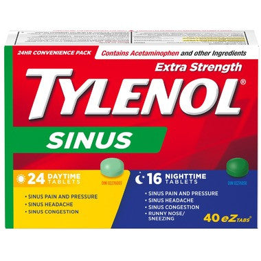 Tylenol Extra Strength Sinus Tablets | 24 Daytime + 16 Nighttime Tablets