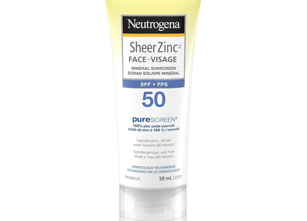 Neutrogena SheerZinc Écran solaire minéral pour le visage SPF50 | 59 ml