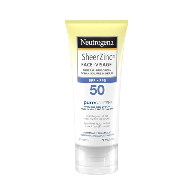 Neutrogena SheerZinc Écran solaire minéral pour le visage SPF50 | 59 ml