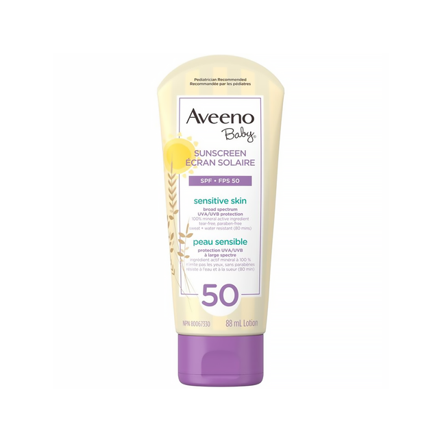 Aveeno Baby – Crème solaire pour peau sensible FPS 50 | 88 ml