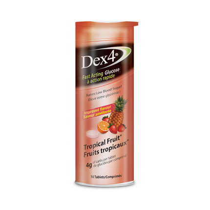 Dex4 - Comprimés de glucose - Fruits tropicaux | 10 comprimés 